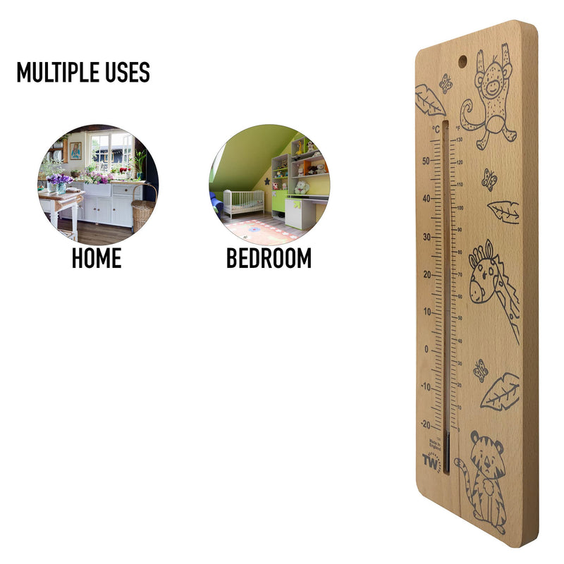 Large Wooden Baby Room Thermometer With Safari Nursery Design For Newborns - Reliable And Accurate Temperature Monitor In Nursery In House Bedroom Baby Room T - NewNest Australia