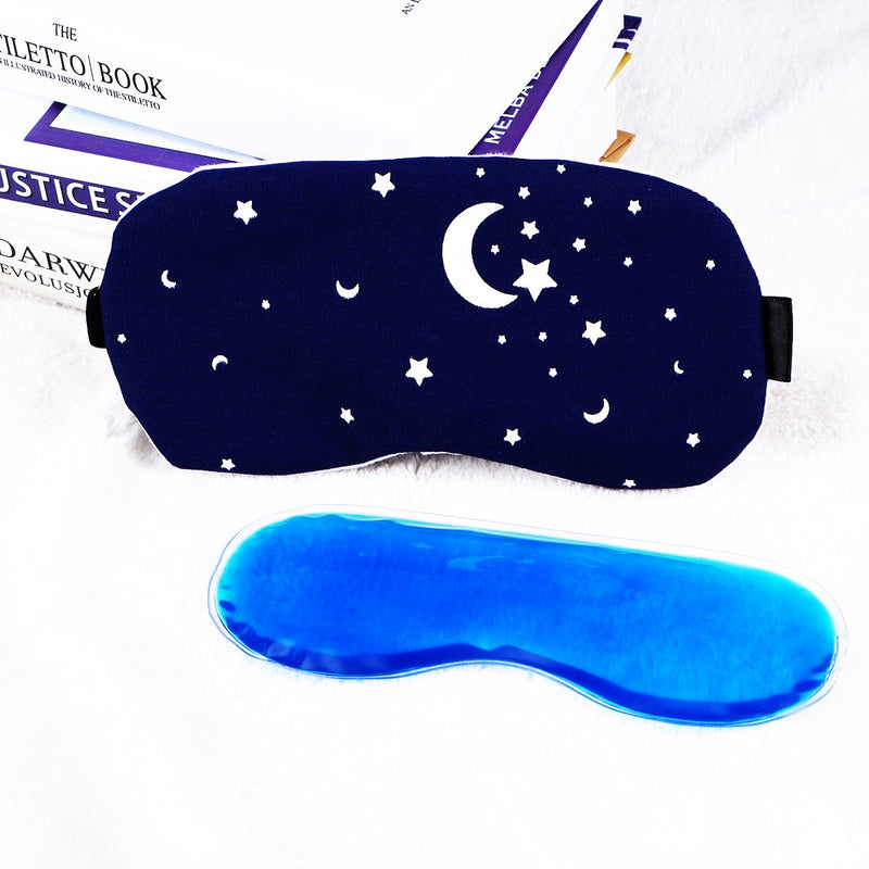 ROSENICE Sleep Mask Cotton and Linen Eye Sleeping Mask Blinder Patch Adjustable Strap Eyeshade with Cold/Hot Gel for Stress Relief Eliminate Puffy Eye Headache(Starry Sky) Blue - NewNest Australia