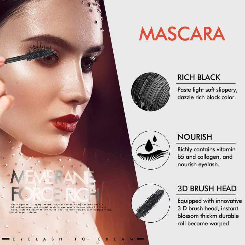 2 in 1 4D Silk Fiber Eyelash Mascara,Extra Long Thick & Voluminous Lash Mascara, Clump-Free,Long Lasting, Waterproof & Smudge-Proof,Natural Eye Makeup - NewNest Australia