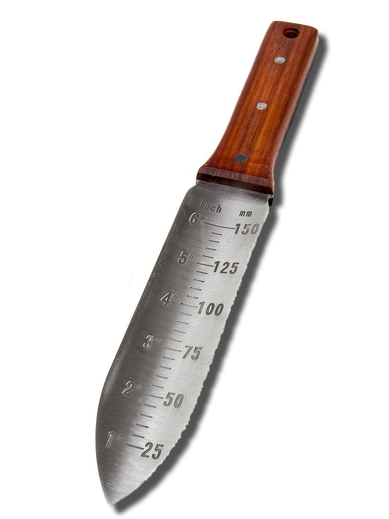 Garden Guru Hori Hori Gardening Knife for Weeding, Digging, Pruning, and Cultivating - Stainless Steel Full Tang Blade | Marks for Measuring Planting Depth | Nylon Sheath for Storage 1 Pack - NewNest Australia