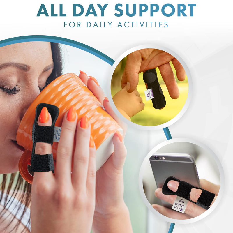 Actesso Neoprene Finger Splint Brace – Injury Support for Mallet Finger, Trigger Finger, Finger Pain, & Broken Finger – For Index, Middle & Ring (Black) Black - NewNest Australia