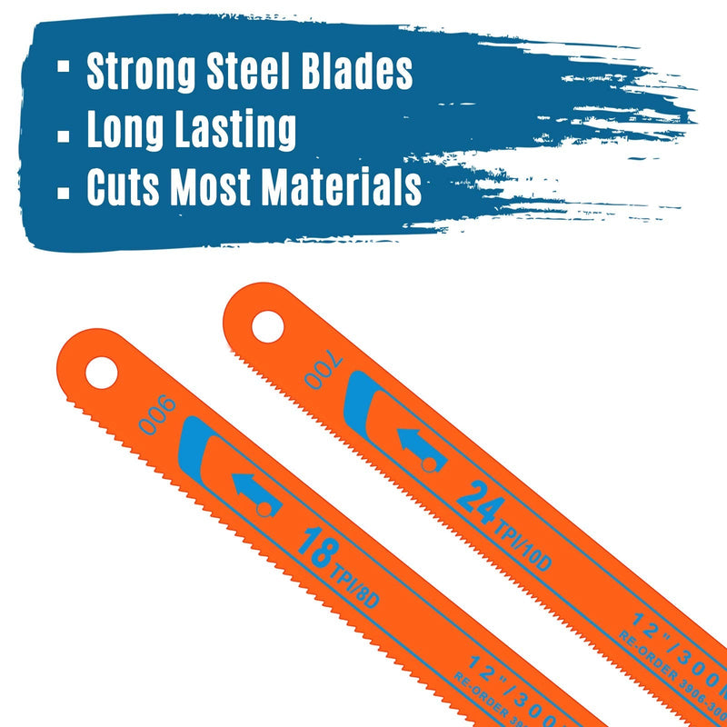 20 Pieces Hacksaw Replacement Blades Metal Cutting Hacksaw Blades with 18 Teeth and 24 Teeth Per Inch (Orange Background with Bi-metal Letter) Orange Background with Bi-metal Letter - NewNest Australia