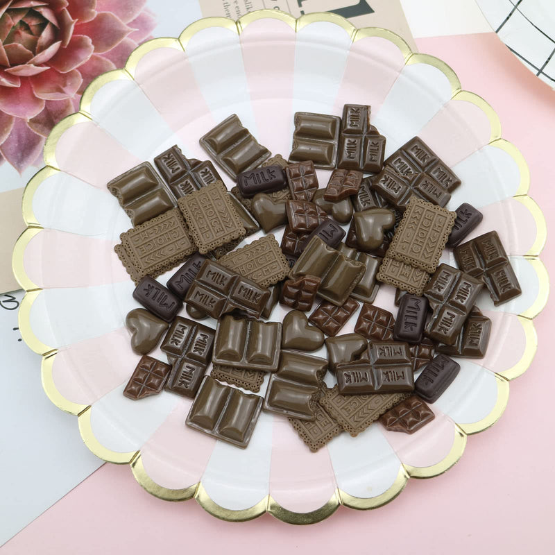 60 Pcs Simulation Chocolate Resin Flatback Flat Back Cabochon Craft Decoration Chocolate Slime Beads Fake Resin Candy for DIY Crafts - NewNest Australia