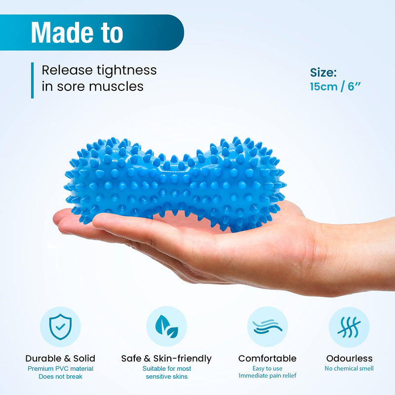 Beenax Hard Spiky Massage Ball Roller Set - Perfect for Plantar Fasciitis, Trigger Point, Deep Tissue, Myofascial Release - Designed to Relieve Stress and Relax Tight Muscles Blue - NewNest Australia