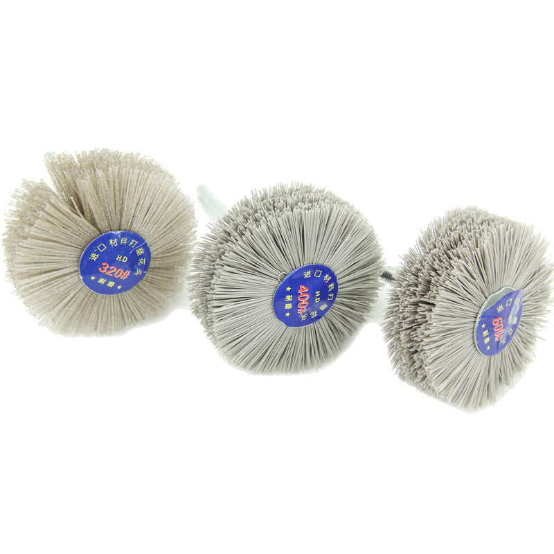 Woodwork Polish Grinder, Nylon Wheel Brush Abrasive, Grinding Head with 6mm Threaded Shank, Abrasive Nylon Wheel Brush, Sanding Mop, Abrasive Wheel (320/400/600# 3Pcs) - NewNest Australia