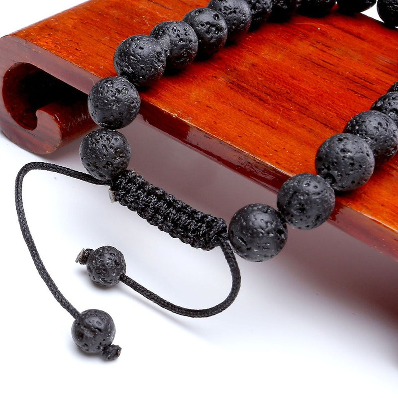 JOVIVI Lava Rock Stone Anxiety Bracelet Women Men Healing Crystal Black Volcanic Stone Worry Beads Aromatherapy Essentail Oil Diffuser Bracelet Jewellery Gifts - NewNest Australia