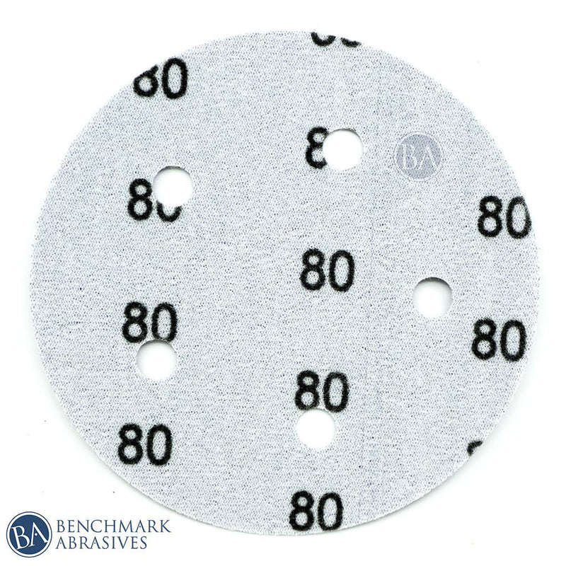 Benchmark Abrasives 5" Ceramic 5 Hole Film Backed Hook & Loop Discs - 50 Pack (80 Grit) 80 Grit - NewNest Australia