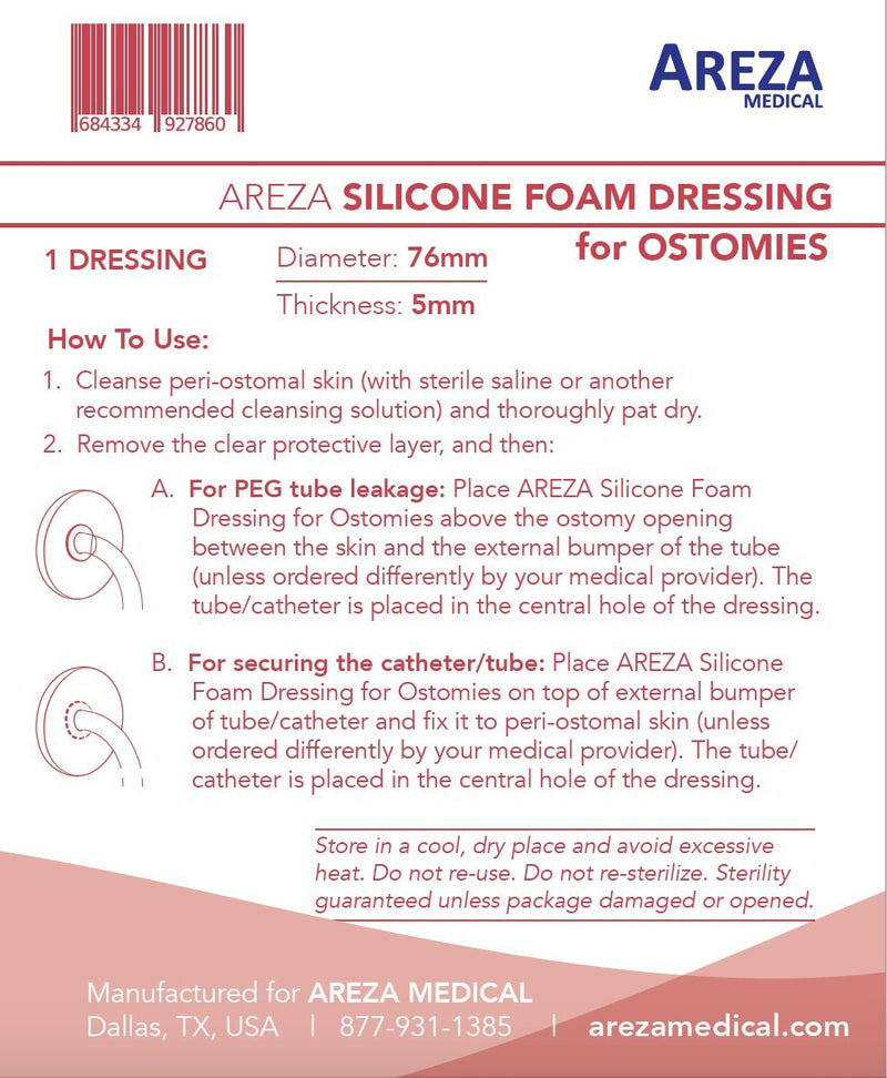 Ostomy Site Dressing: Silicone Foam (Round) May Help Secure Ostomy Tubes, Absorb Leakage, and Reduce Irritation Around Ostomies; 5 Per Box - NewNest Australia