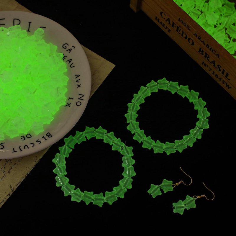 500 Pcs 13 mm Nightglow Star Beads Glow in The Dark Pony Beads White Plastic Beads with Large Hole Beading Supplies for DIY Hair Braiding Necklace Bracelet Jewelry Craft Making - NewNest Australia