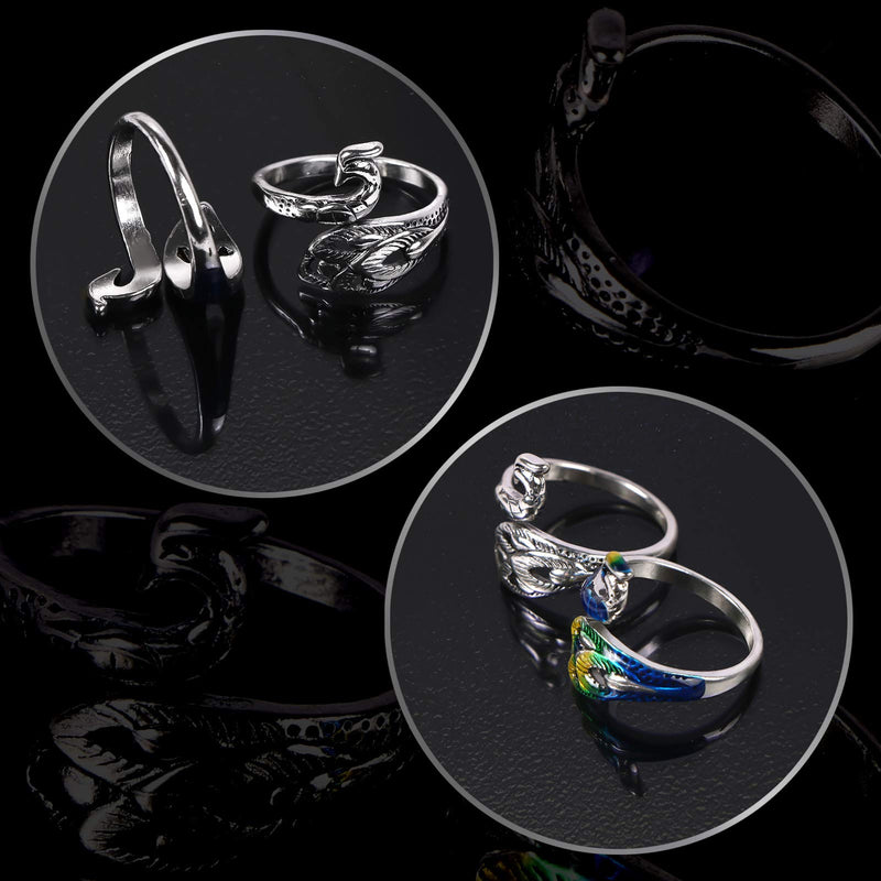 MIKIMIQI 2 Pack Adjustable Knitting Loop Crochet Loop Yarn Guide Finger Holder Ring Knitting Accessories Peacock Open Finger Ring Adjustable Braided Ring for Faster Knitting, 2 Styles - NewNest Australia