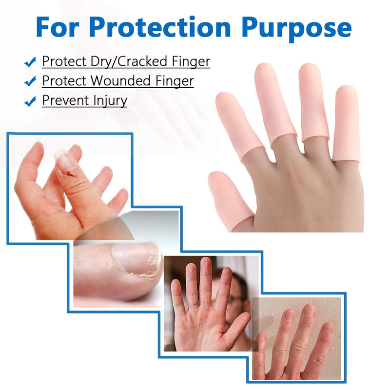 JKcare 12 Pack Gel Finger Caps, Silicone Finger Protectors Sleeves - Covers to Protect Fingertips and Provide Pain Relief from Finger Cracking, Hand Eczema (Finger Cots) - NewNest Australia