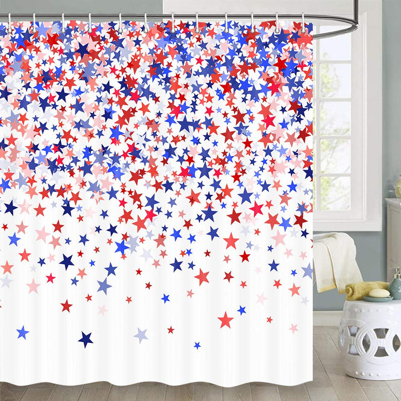 American Flag Shower Curtain, President's Day Colorful Stars Independence 4th of July Blue and Red Stars American Patriot Bathroom Shower Curtain Sets, Fabric Shower Curtain Hooks Include, 70 in - NewNest Australia