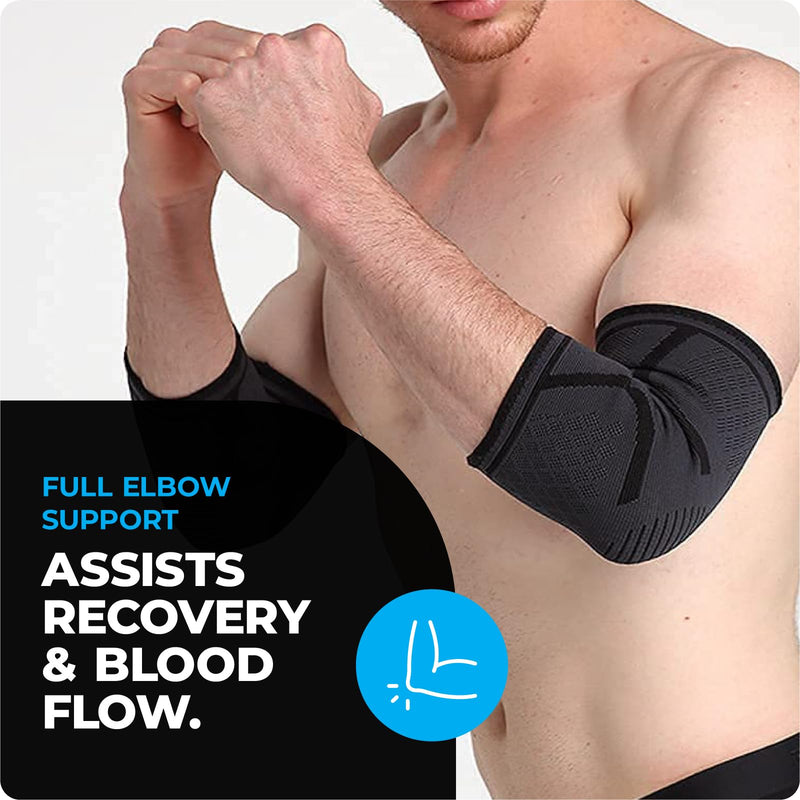 VITTO Elbow Support for Men & Women - Compression Sleeve for Tendonitis, Arthritis, Injury - Tennis Elbow Support Strap, Golfers Elbow Support, Elbow Sleeves for Weightlifting (M, Black, Single) M 1 - NewNest Australia