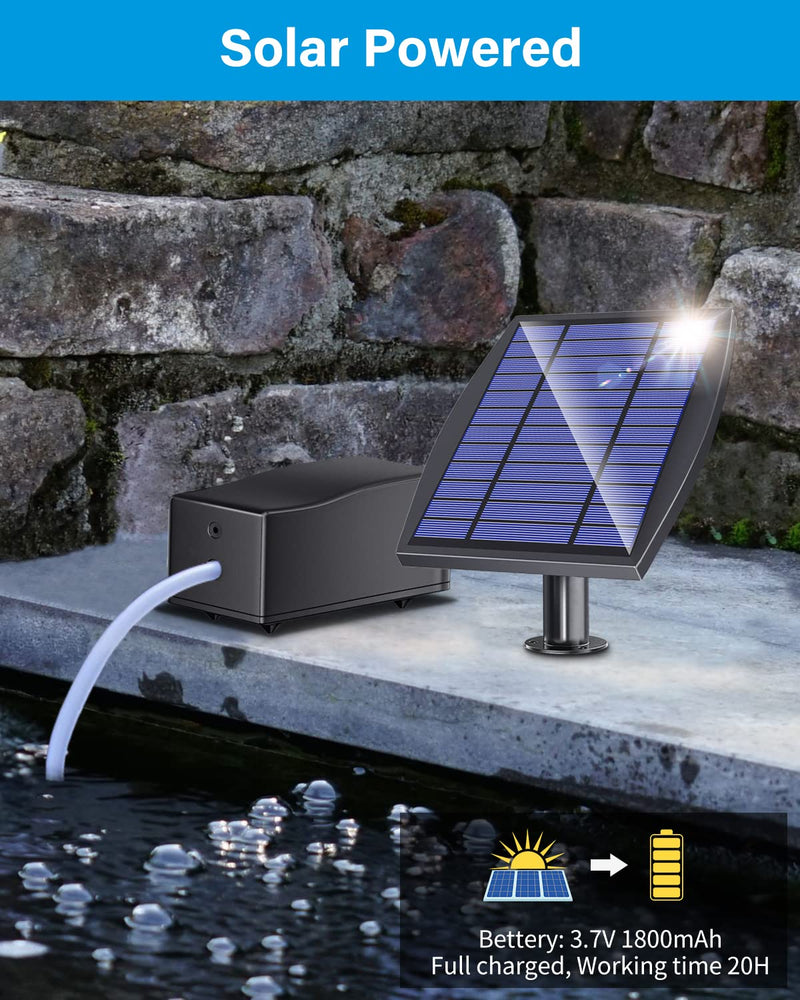 Aquarium Air Pump Oxygenator, 2.5W Solar Air Pump Aquarium and Air Bubble Stones, Air Bubble for Fish Tank up to 120 Gallons 3 Mode&No Noise Solar Pond Aerator for Pond Fishing Pool Oxygen Increasing - NewNest Australia