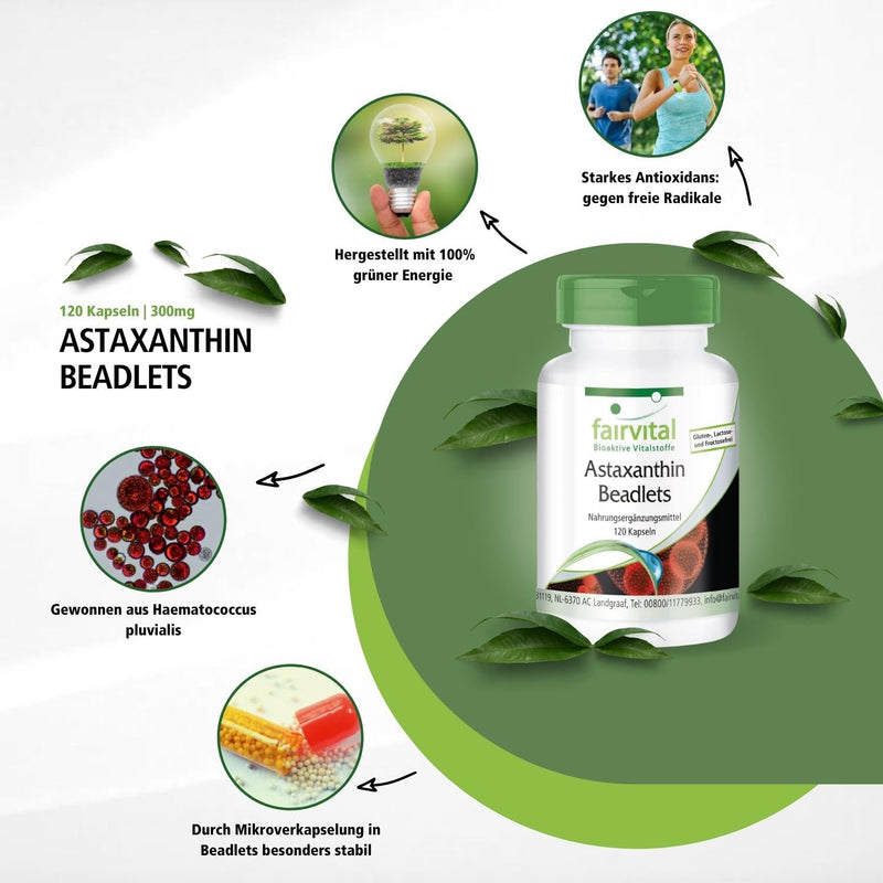 Astaxanthin 15Mg Per Day Astapure Beadlets, Microencapsulated Astaxanthin Complex, With High Dosage And No Magnesium Stearate ‚ 120 Capsules ‚ Antioxidant For The Cell Protection, Protect Your Skin - NewNest Australia