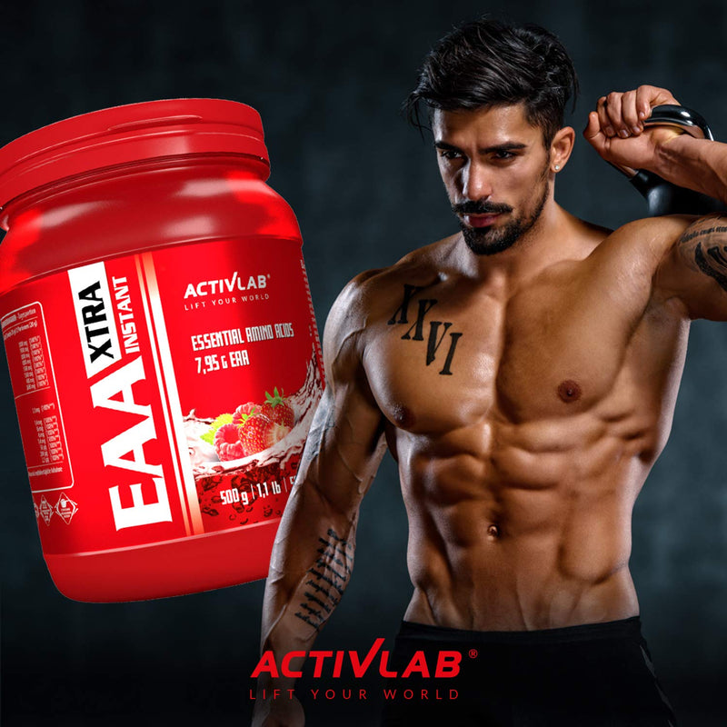 Activlab Eaa Xtra Instant 500 G, Powder, All 8 Essential Exogenous Amino Acids, B Vitamins, 50 Servings, Workout Drink, Raspberry Strawberry, Optimal Value, Vegan, Includes Measuring Cup, Vegan - NewNest Australia