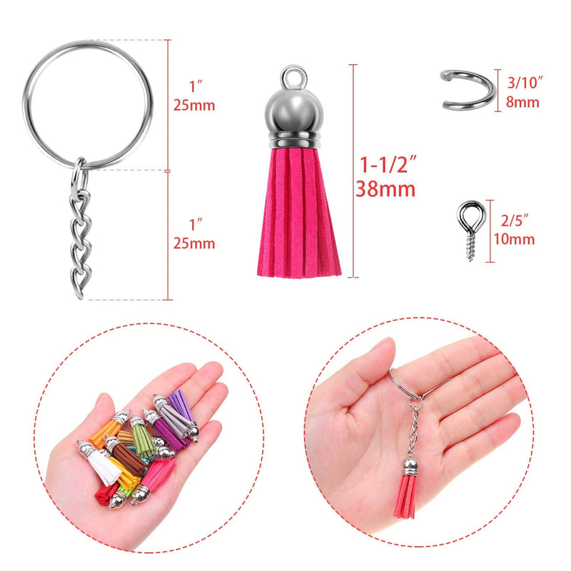 Tassel Keychain, Cridoz 400pcs Key Chains and Tassels Set Includes keychain Tassels, Key Chain Rings, Jump Rings and Screw Eye Pins for Acrylic Keychain Blanks, Resin Keychain and DIY Craft - NewNest Australia