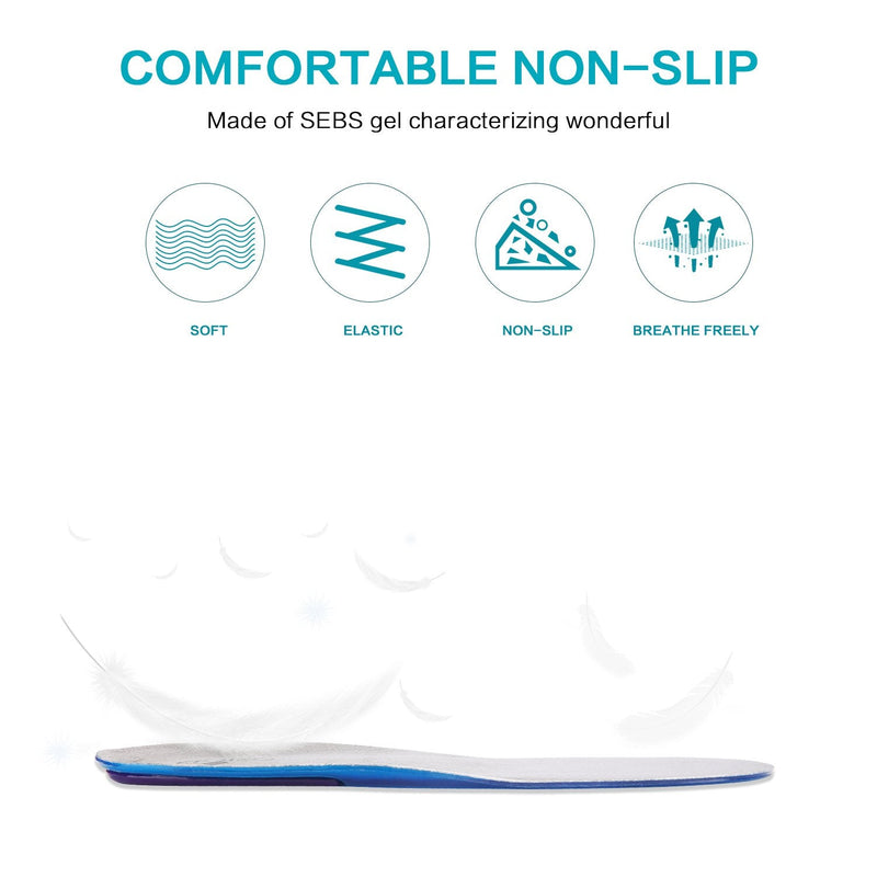 MOISO GEL Sports Work Comfort Trimmable Insoles for Shock Absorption, Inserts for Running Shoes Work Boots Trainers, Relieve Foot Pain for Men & Women 3-5 UK Women Blue - NewNest Australia