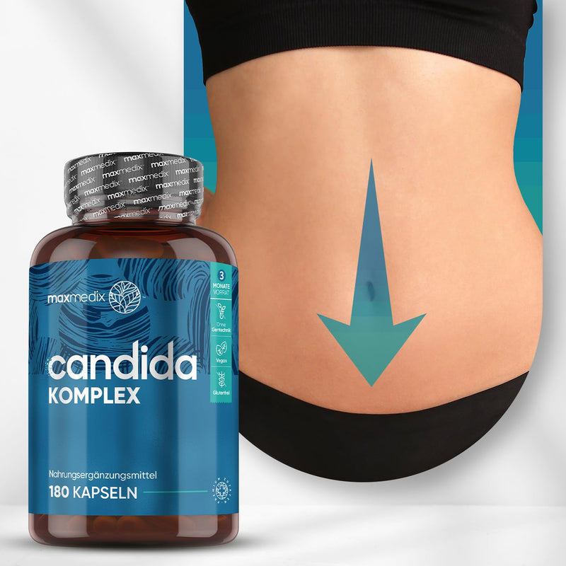 Candida Complex - 180 Vegan Capsules - Bifidobacteria Probiotics - With Caprylic Acid, Aloe Vera, Oregano, Zinc, Grape Fruit, Garlic, Rosemary, Glucosamine - 3 Month Supply - Immune System - Maxmedix - NewNest Australia