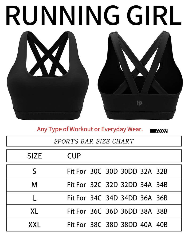 RUNNING GIRL Sports Bra for Women, Criss-Cross Back Padded Strappy Sports Bras Medium Support Yoga Bra with Removable Cups B-black - NewNest Australia
