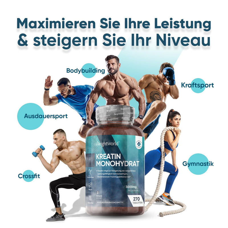 Creatine Monohydrate 3372 Mg ‚ Of Which 3000 Mg Active Creatine Per Serving ‚ 180 Tablets ‚ Vegan Dietary Supplement For Training, Sports, Fitness & Workout ‚ Natural Ingredients & Tasteless - NewNest Australia