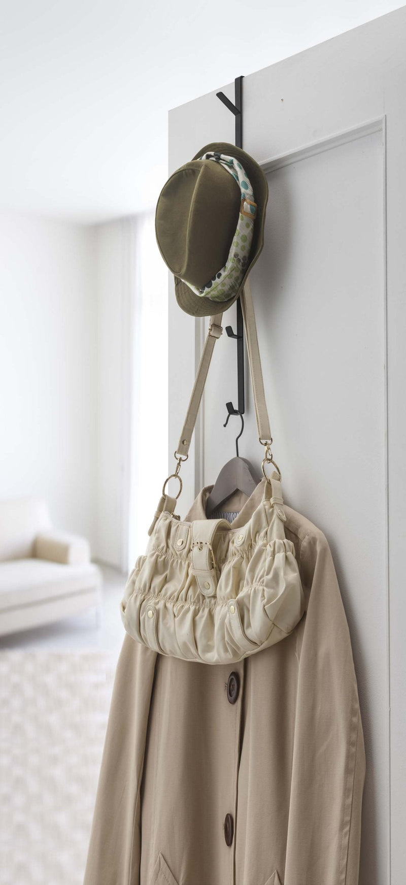 Yamazaki Home 7646 Over The Door Hooks - Vertical Hanging Coat Rack, Black - NewNest Australia