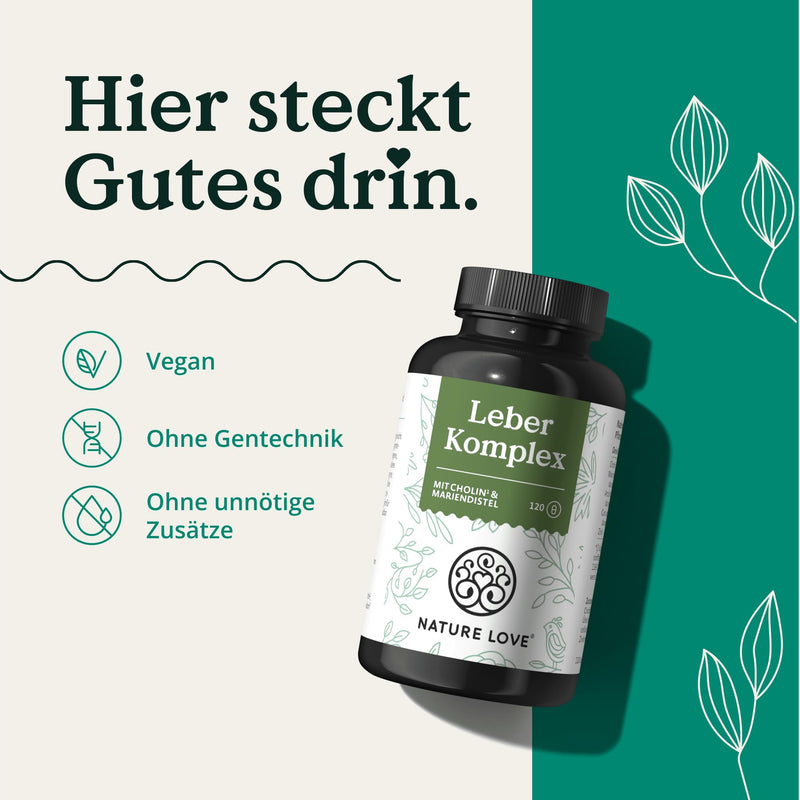 Nature Love Liver Complex - 120 Capsules - With Milk Thistle, Choline, Artichoke Extract, Curcuma & Zinc - High Dose, Vegan, Laboratory Tested And Produced In Germany - NewNest Australia