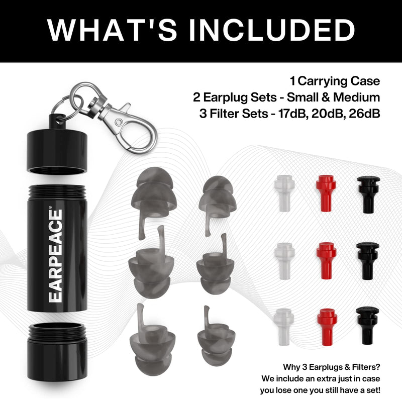 EarPeace Moto Original Noise Reduction Earplugs Reusable, High Fidelity Hearing Protection for Motorcycles, Motorsports, Touring, Commuting and Racing Medium Size up to 26dB Noise Canceling Black Case Moto - Original - NewNest Australia