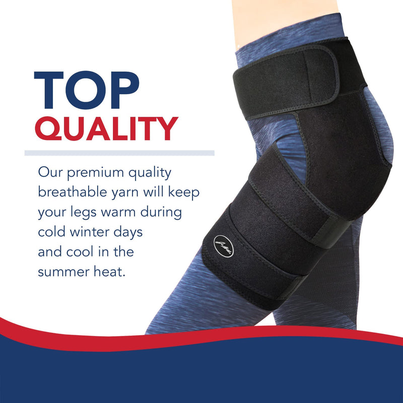 Doctor Developed Stabilizing Hip Support Brace - Sciatica Pain Relief, Piriformis Syndrome - Thigh compression, Hamstring compression wrap - Doctor Handbook included - Women & Men (L/XL, Black) L/XL - NewNest Australia