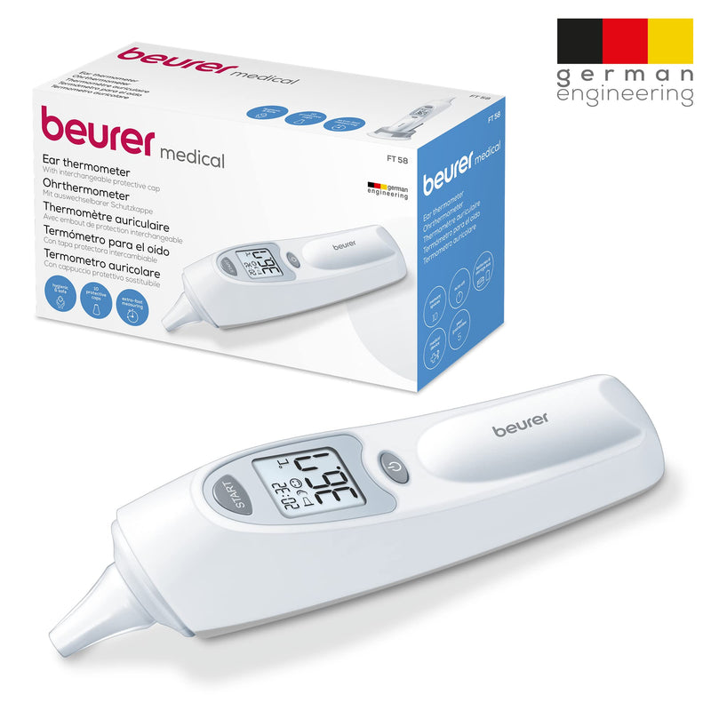 Beurer FT 58 ear thermometer, digital clinical thermometer with infrared measuring technology for measurements in the ear, 1 piece (pack of 1) single - NewNest Australia