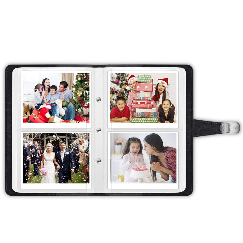 Fintie Wallet Photo Album for 3.5x4.5 Inch Film - 64 Pockets Snap Fastener Album for Fujifilm Instax Wide 300/ Instax Link Wide Printer, Polaroid Now+/ OneStep+/ OneStep 2 VF Camera, Vintage Black - NewNest Australia