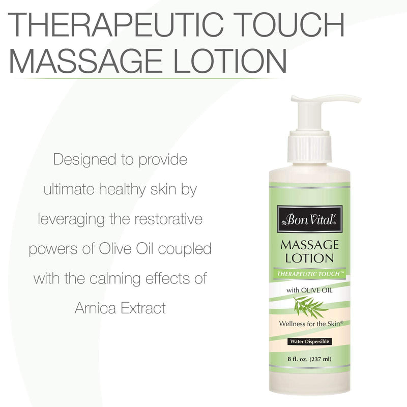 Bon Vital' Therapeutic Touch Massage Lotion Made with Olive Oil to Repair Dry Skin & Soothe Sore Muscles, Best Skin Therapy Lotion, Moisturizes Skin During Massages for Smooth, Soft Skin, 8 Oz Bottle - NewNest Australia
