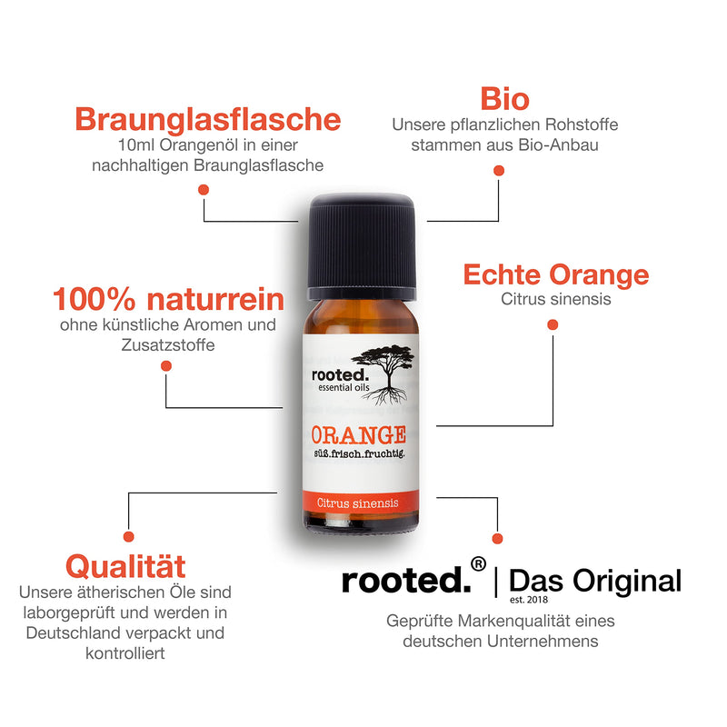 Rooted. | The Original | 10Ml Organic Orange Oil | Certified Natural Cosmetics | Orange (Citrus Sinensis) | 100% Pure Natural Orange Essential Oil For Natural Cosmetics, Aromatherapy, Scented Candles And Soaps - NewNest Australia