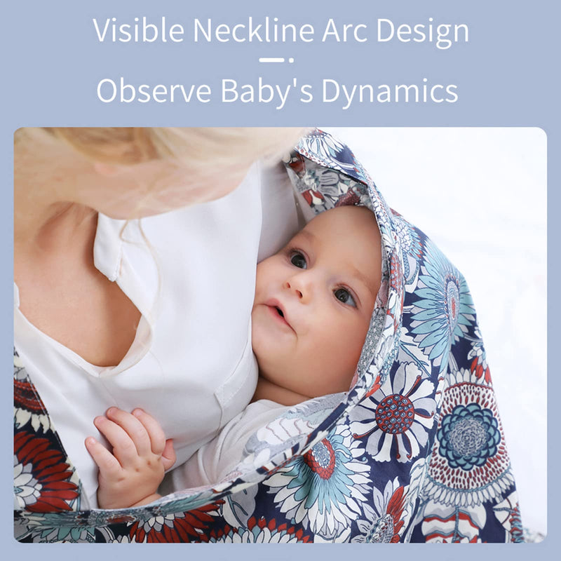 Insular Nursing Cover for Breastfeeding, Infant Feeding Cover Breathable Cotton Privacy Breastfeeding Apron, Sunflower blue sunflower - NewNest Australia