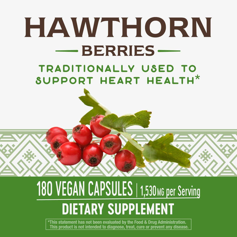 Nature's Way Premium Herbal Hawthorn Berries, 1,530 mg per serving, 180 Capsules (Packaging May Vary) 180 Count (Pack of 1) - NewNest Australia