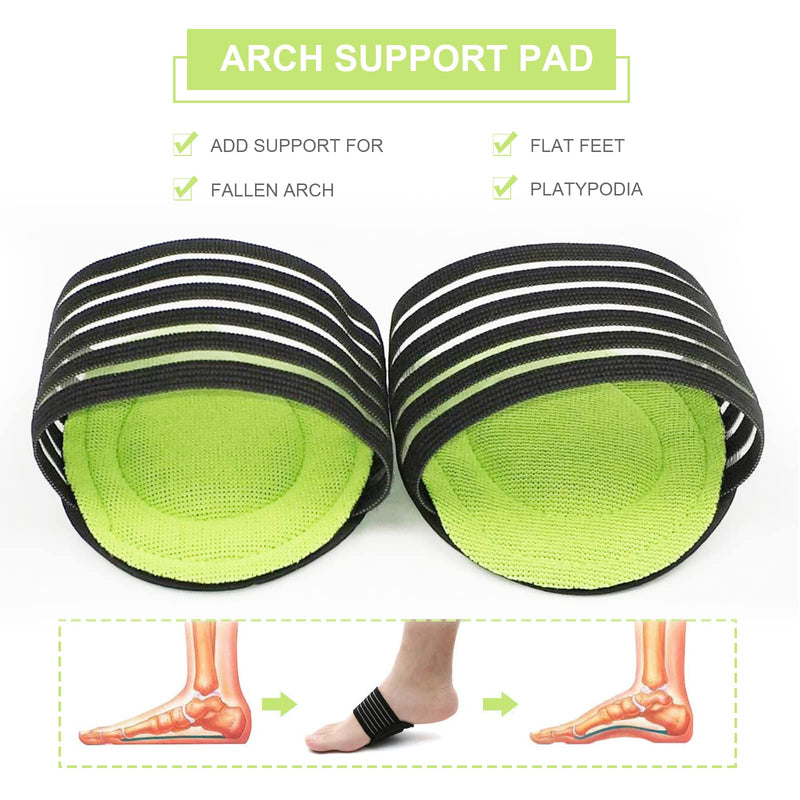TSHAOUN 4 Pair Arch Support，Compression Cushioned Plantar Fasciitis Support，Relief Plantar Fasciitis Sleeves, Fallen Arches, Heel Spurs,for Men and Women (Black Green) Black Green - NewNest Australia