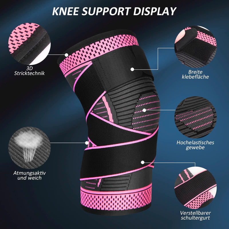 Ruilala Knee Support 1 Piece Knee Support With Adjustable Velcro Bandage Compression Knee Brace For Men Women For Arthritis Acl Meniscus Tear Sports Fitness Weightlifting Jogging (Rose Red, Xxl) - NewNest Australia