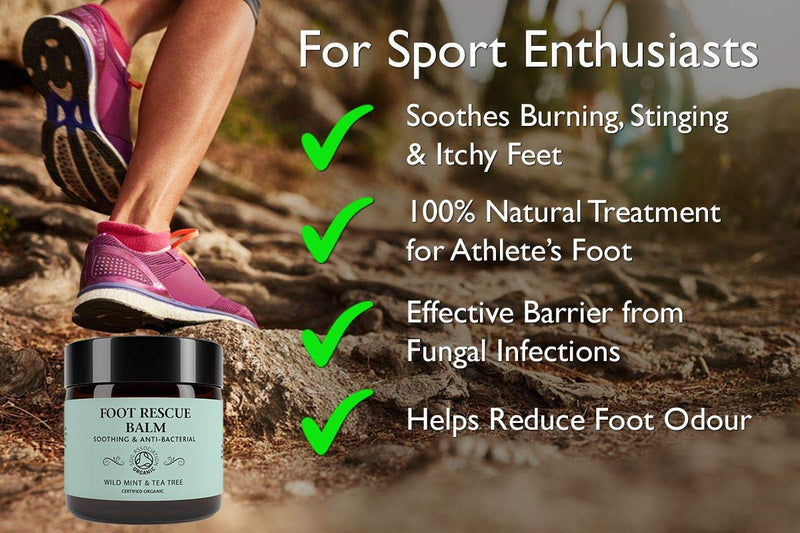 Foot Rescue Balm for Cracked Heels, Very Dry Skin & Athletes Foot Cream Treatment - 100% Natural and Certified Organic, Chemical Free Safe for Diabetics, Mint & Tea Tree (60g) 60 g (Pack of 1) - NewNest Australia