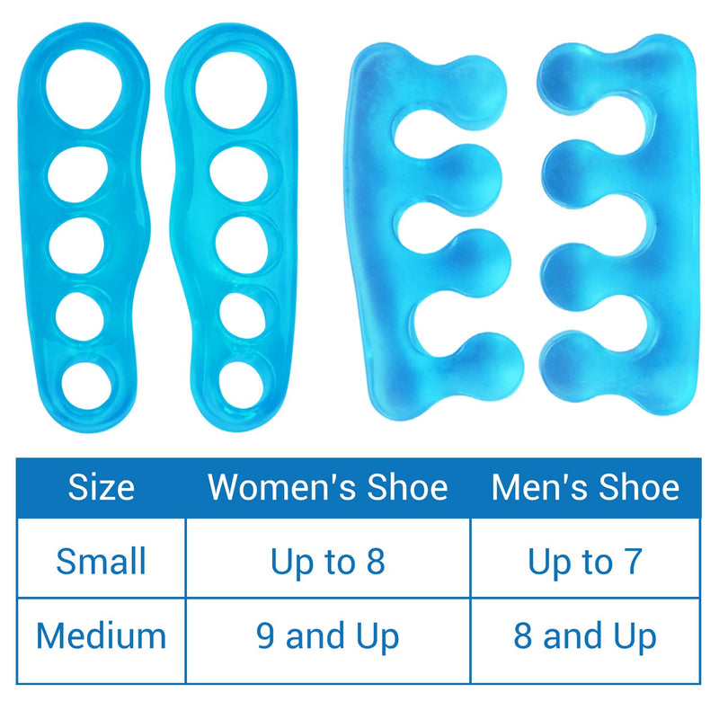 ViveSole Toe Stretchers (4 Pieces) - Silicone Gel Separators - Therapeutic Spa Spreaders for Plantar Fasciitis, Bunions, Overlapping Hammer Toe Spacers - Metatarsal Yoga Cushion Blue Small (4 Count) - NewNest Australia