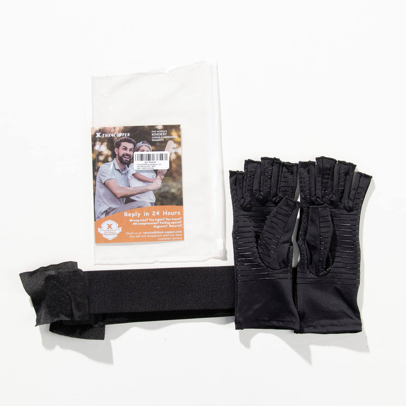 Thx4COPPER Compression Arthritis Gloves with Strap – Copper Infused – Fingerless Glove Hand Wrist Support for Carpal Tunnel, Arthritis, RSI, Tendonitis, Hand Pain Relief – Men/Women Pair，S&M S-M - NewNest Australia