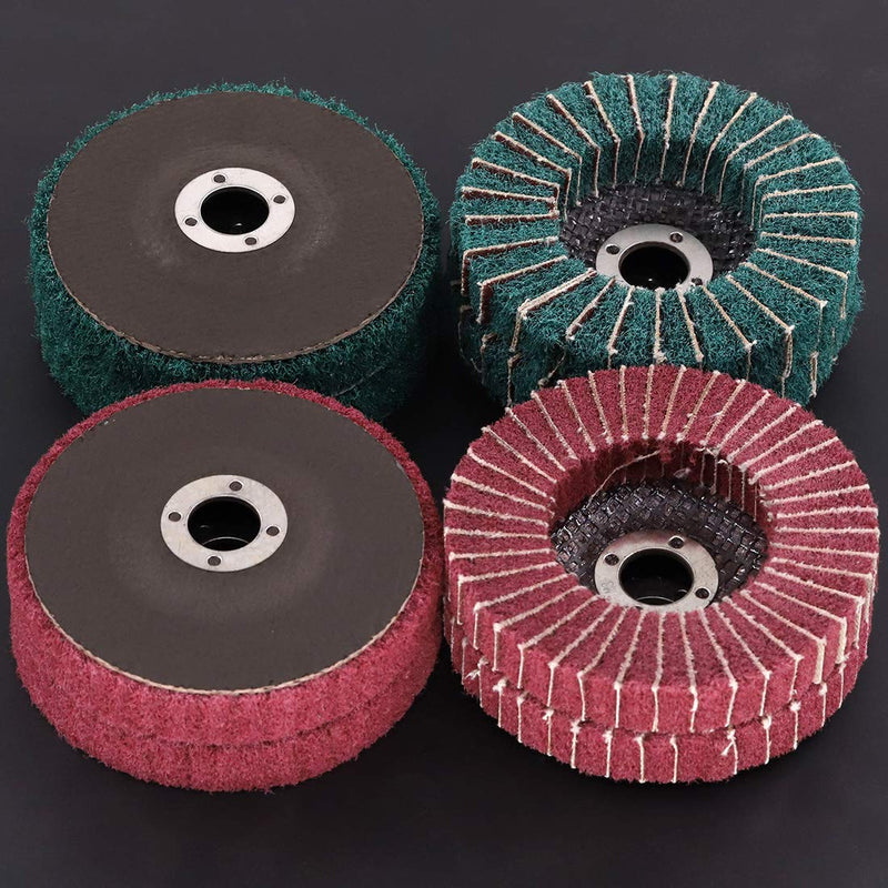 Rustark 8 Pcs 4"Nylon Fiber Flap Disc Polishing Grinding Wheel Set, Scouring pad Buffing Wheel for Angle Grinder, Abrasive Sanding Wheels, Nylon Polishing Disc Kit (120/180/240/320 Grit) 120/180/240/320 Grit - NewNest Australia