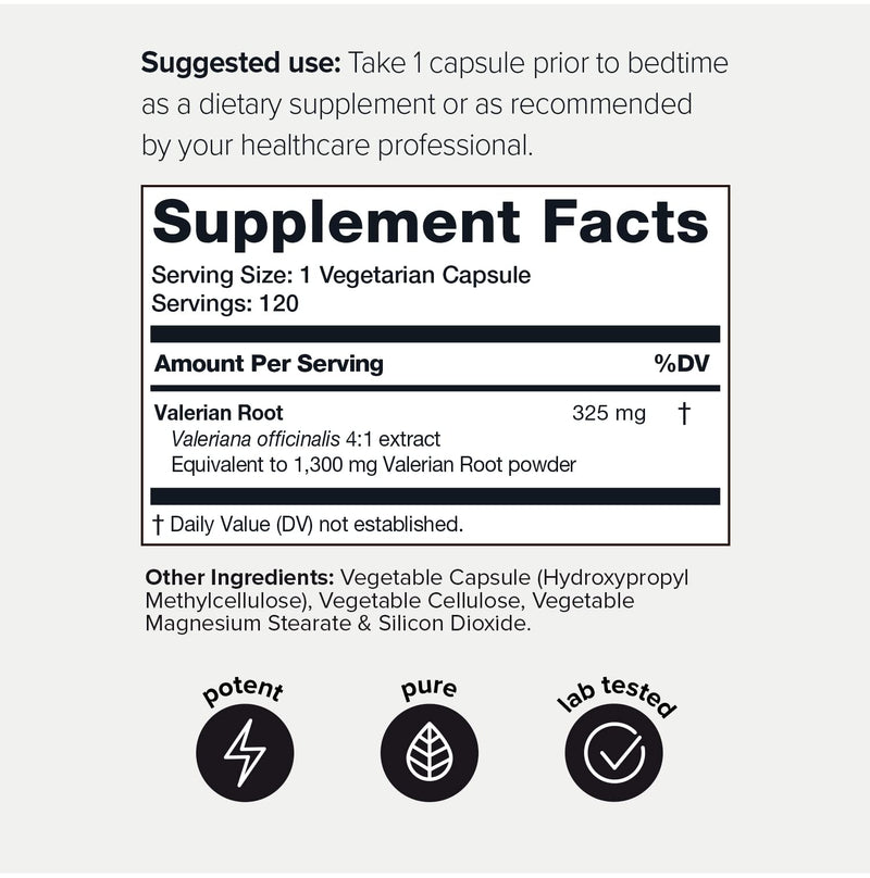 Ultra High Strength Valerian Root Capsules - 1,300mg 4X Concentrated Extract - Highly Concentrated and Highly Bioavailable - 120 Capsules - NewNest Australia