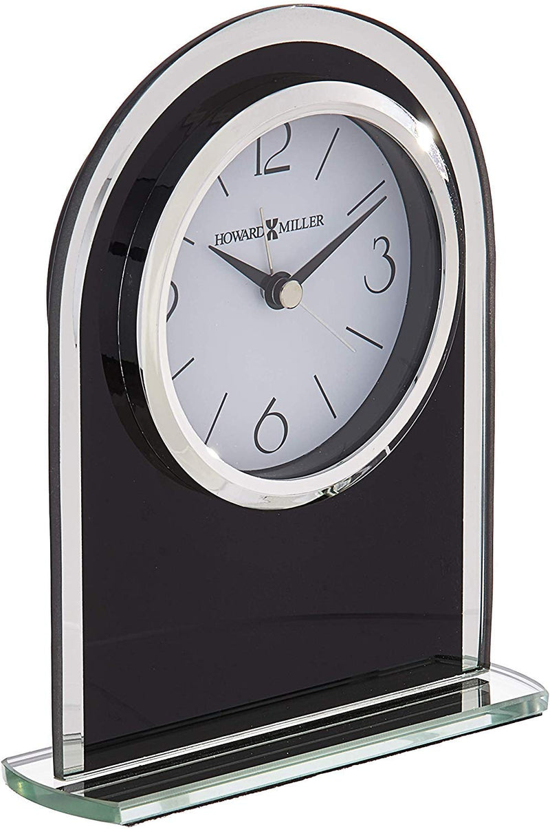 NewNest Australia - Howard Miller Ebony Luster Table Clock 645-702 – Modern Glass with Quartz, Alarm Movement 