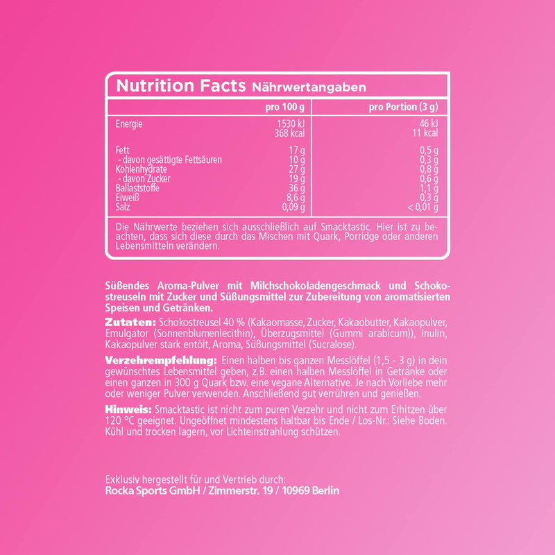 Rocka Nutrition Smacktastic Flavor Powder, Vegan Flavor Powder With Only 11 Kcal Per Serving And 100% Flavour, Versatile Aroma Powder, 250 G (Kiddy Chocolate Choco Chip) - NewNest Australia