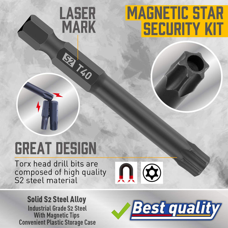Torx Bit Set, Amartisan 24-Piece Security Torx Bit Set, Tamper Resistant Star Bits Set S2 Steel, 1" and 2.3" Long T5 - T40 - NewNest Australia