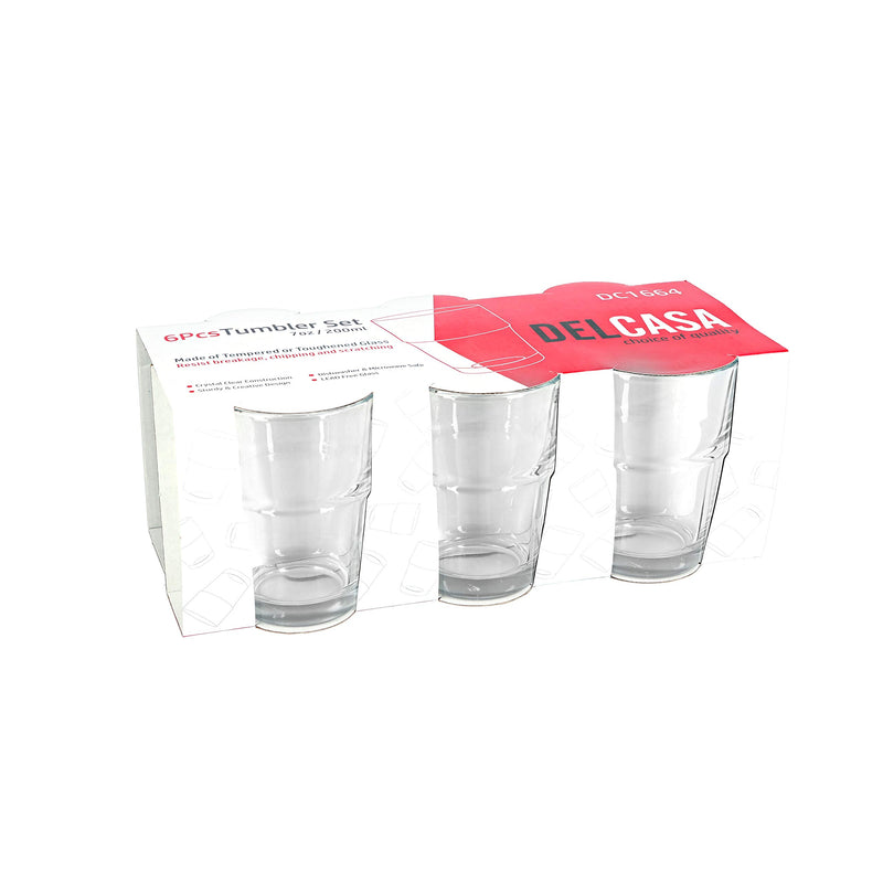 Delcasa 6PC Tumbler Glass Set, 7oz/200ml - Tumbler Glass for Drinking Tea - Transparent, Sleek Design with Broad Base & Mouth – Tea Glasses Set, Perfect for Home, Restaurants Parties - NewNest Australia