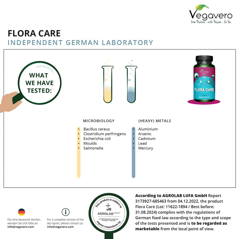Flora Care Junior Vegavero, 100% Organic, 75 G Powder, Intestinal Bacteria For Children, 5 Strains With Lactobacillus, Bifidobacterium And Inulin, From 3 Years, Vegan - NewNest Australia
