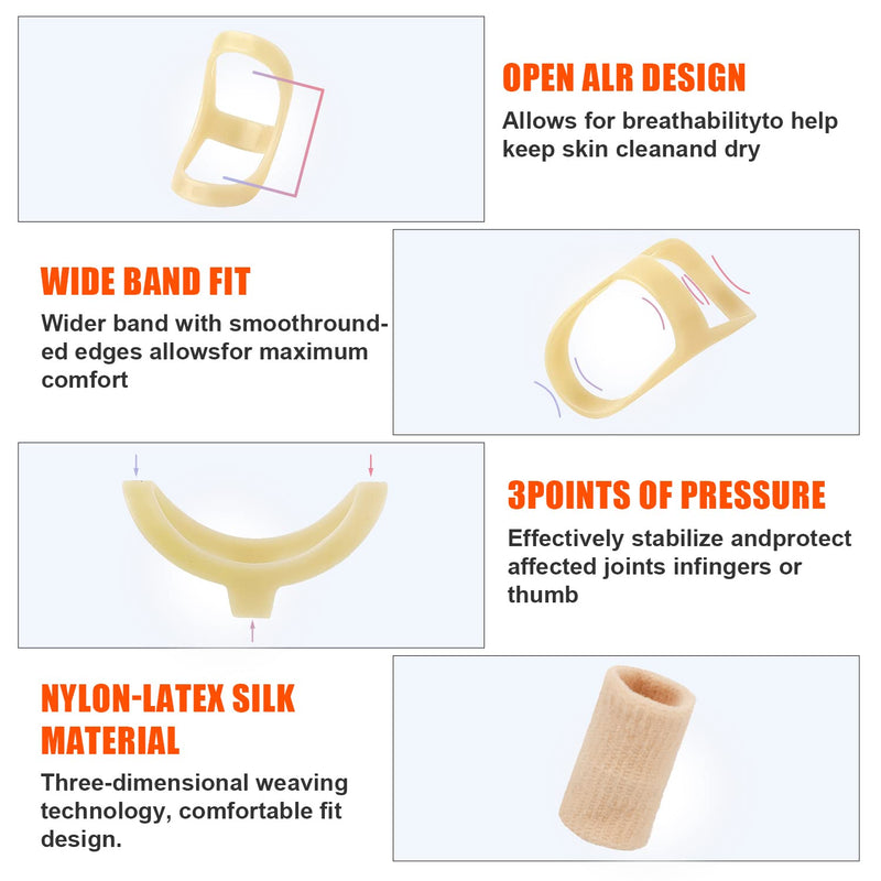 10pcs Oval Finger Splint, 5 Sizes Finger Splint Ring Oval Finger Splint Support 5 Oval Finger Splints & 5 Finger Compression Sleeves For Thumb Middle Pinky Ring Finger Index (Complexion) - NewNest Australia
