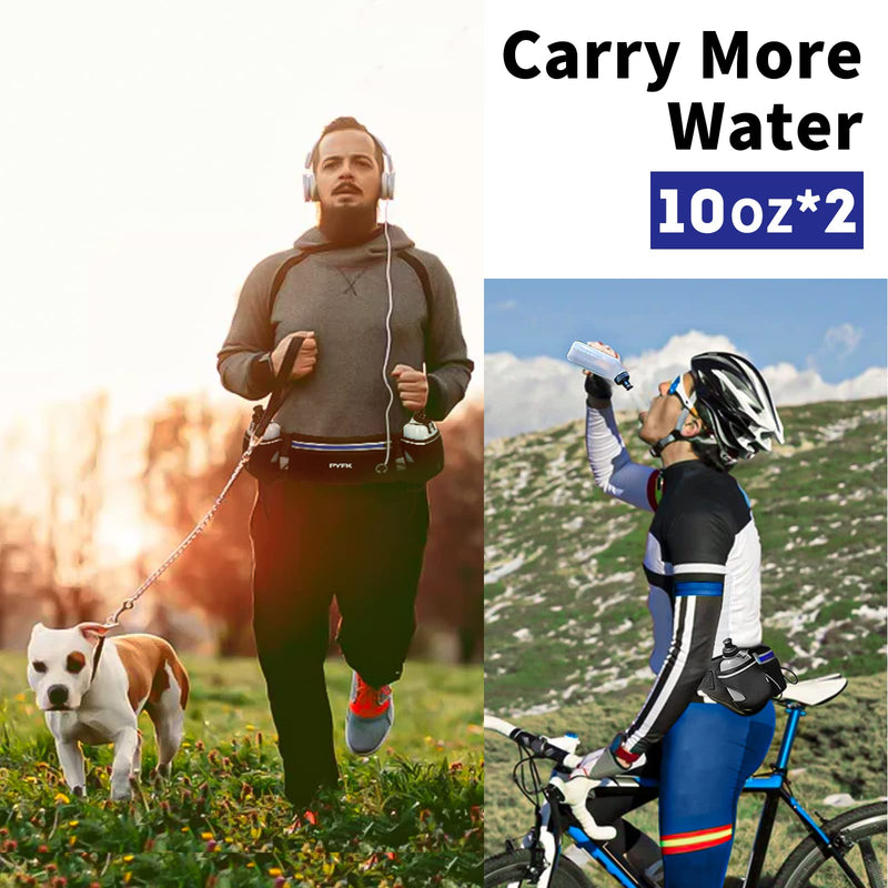 PYFK Upgraded Running Belt with Water Bottles, Hydration Belt for Men and Women, Water Bottle Holder Running Pouch Belt, Fanny Pack Fits 6.5 inches Phones, Waist pack for Running Hiking Climbing blue - NewNest Australia