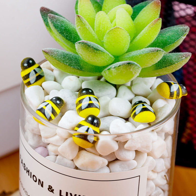 120 Pcs Bees for Crafts, Self-Adhesive Bumble Bee Decorations, Cute Wooden Bee Buttons for Small Juts Bee Hives, Potted Plant, Honey Dippper Sticks - NewNest Australia